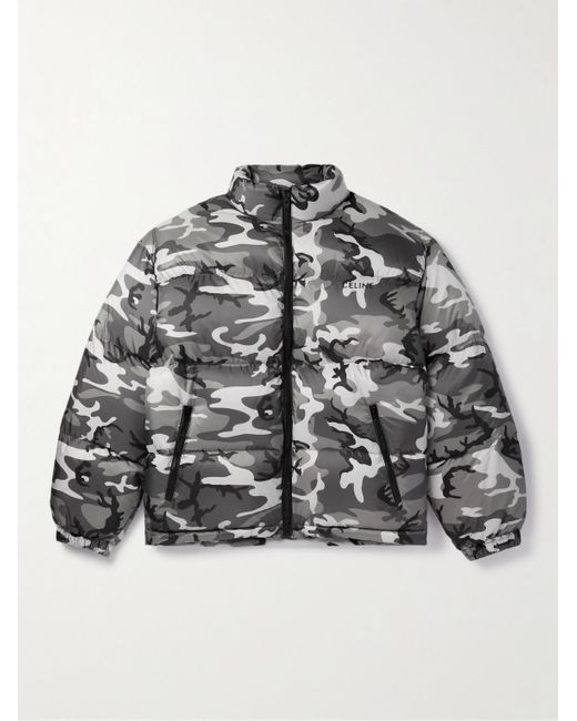CELINE HOMME Camouflage-print Nylon-ripstop Down Jacket in Grey for Men |  Lyst Canada