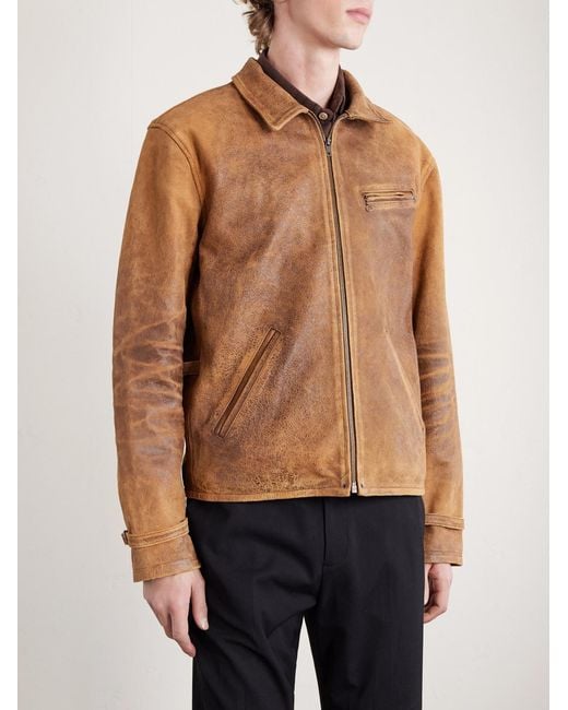 Polo Ralph Lauren Brown Leather Jacket for men