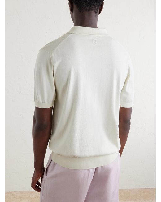 Canali White Cotton And Silk-blend Polo Shirt for men