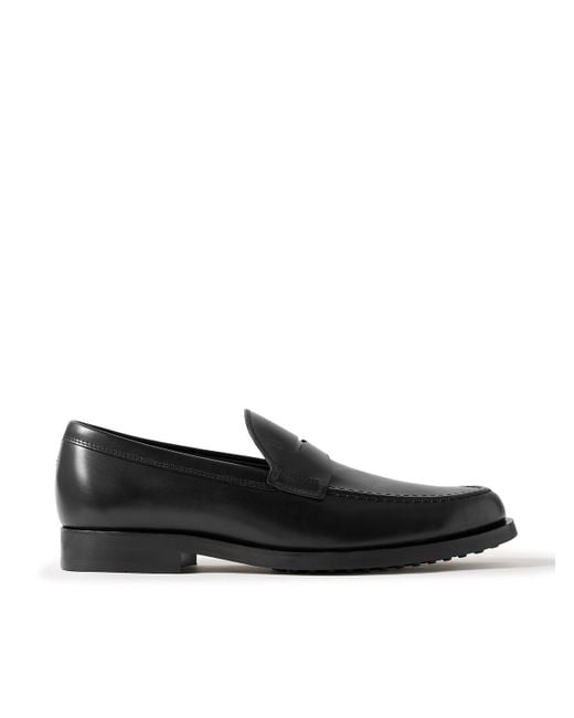 Tod's Black Glossed-Leather Penny Loafers for men