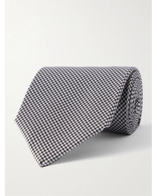 8Cm Houndstooth Silk Tie di Tom Ford in Gray da Uomo