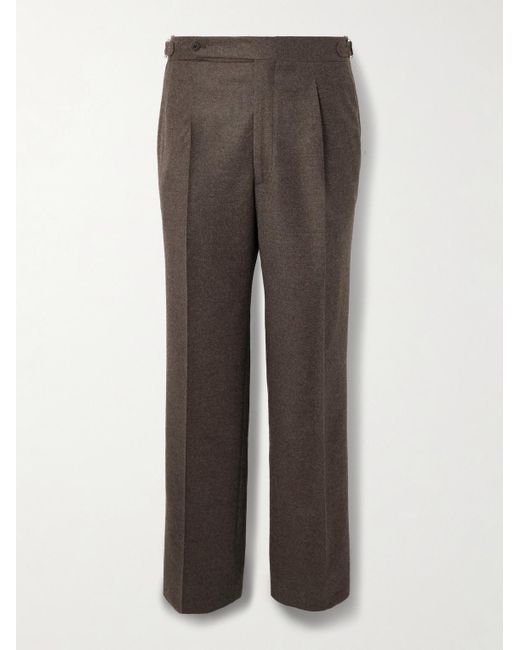 STÒFFA Gray Straight-Leg Pleated Wool And Cashmere-Blend Trousers for men