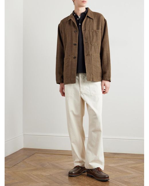 Beams Plus Brown Mil Linen And Cotton-Blend Chore Jacket for men