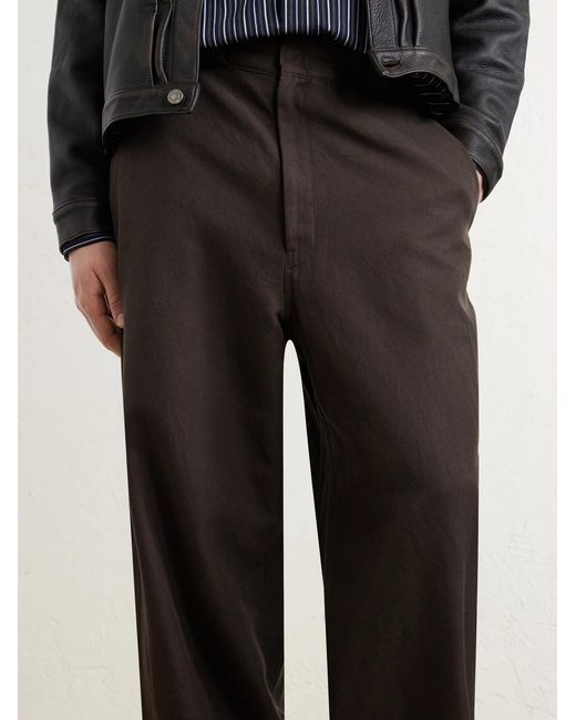 A.PRESSE Brown Straight-Leg Cotton And Silk-Blend Trousers for men