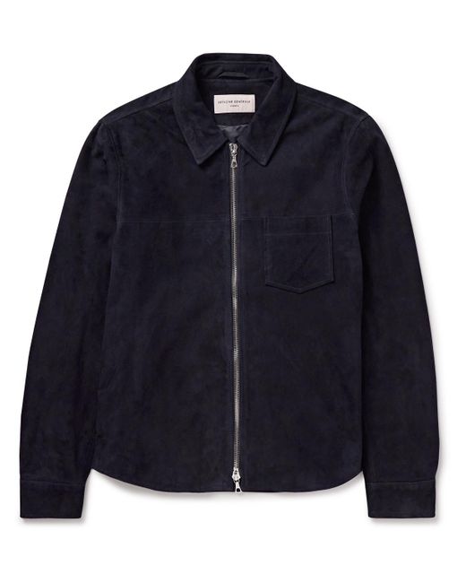 Officine Generale Blue Sid Suede Overshirt for men