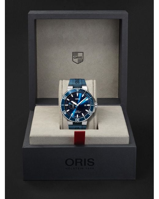 Oris Black Aquis Small Second Date Automatic 45.5Mm Stainless Steel And Rubber Watch, Ref. No. 01 743 7733 4155-07 4 24 69Eb for men