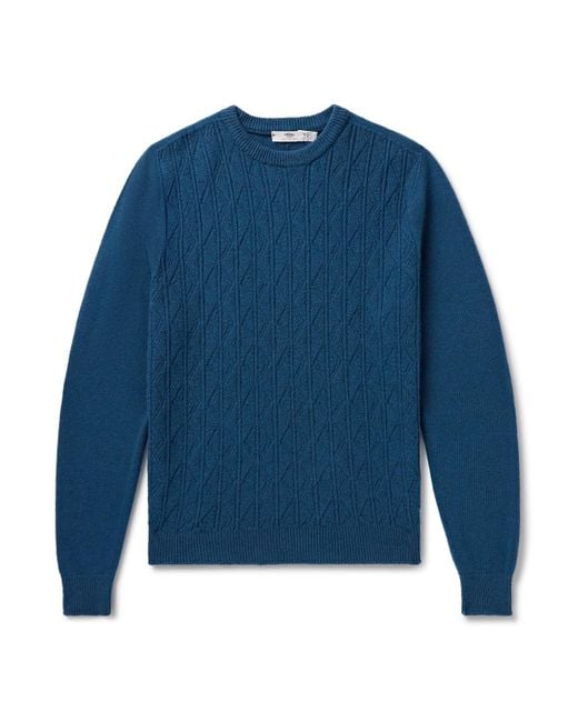Inis Meáin Men's Blue Slim-fit Cable-knit Merino Wool And Cashmere