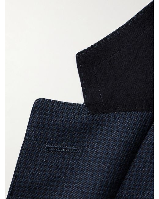 Canali Blue Checked Super 130S Wool Suit Jacket for men