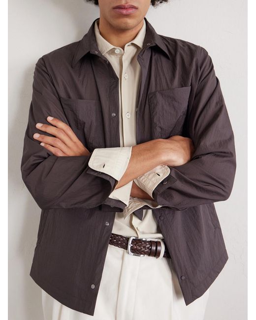 Herno Brown Shell Twill Overshirt for men