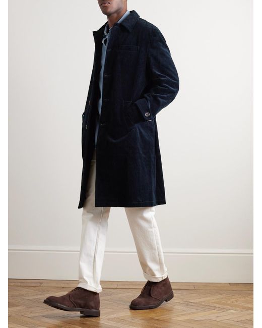 Oliver Spencer Blue Grandpa Cotton-corduroy Coat for men