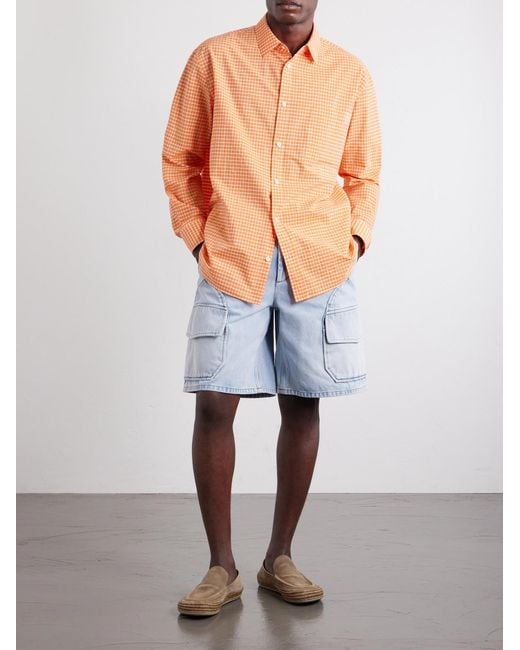Loewe Orange Paula's Ibiza Anagram-Embroidered Checked Cotton-Poplin Shirt for men