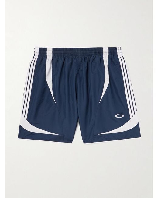 Balenciaga Blue Straight-Leg Embroidered Striped Swim Shorts for men