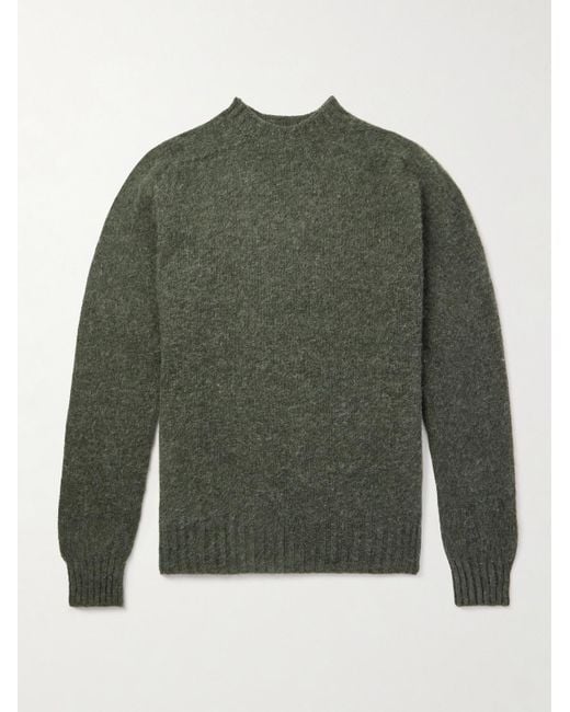Sunspel Green Shetland Wool Sweater for men