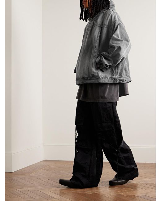 Balenciaga Jeansjacke mit Kapuze in Distressed-Optik in Gray für Herren