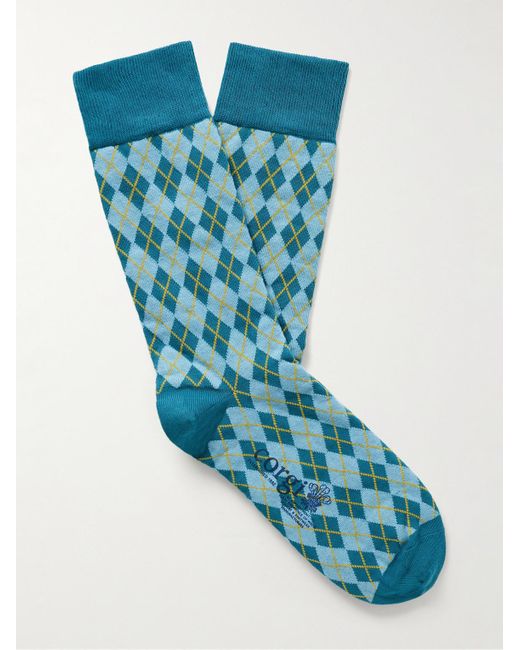Kingsman Argylle Socken aus einer Baumwoll-Nylon-Mischung in Blue für Herren