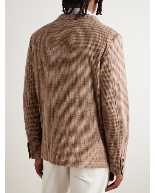 Massimo Alba Brown Baglietto Checked Houndstooth Wool-Blend Blazer for men