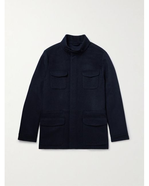 Thom Sweeney Blue Wool And Cashmere-blend Car Coat for men