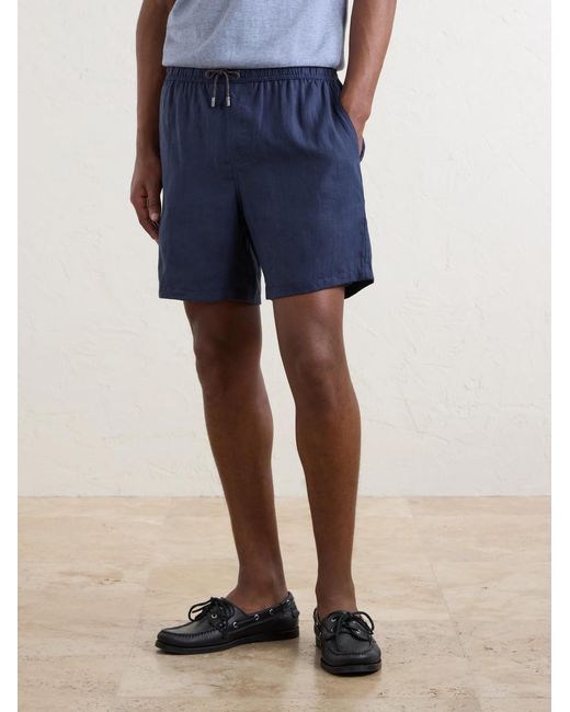 Sease Blue Cod-2 Straight-Leg Hemp Drawstring Shorts for men