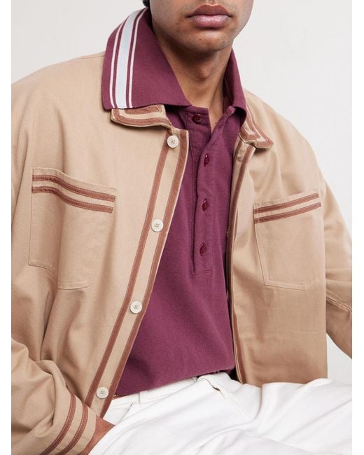 Kapital Box Striped Embroidered Cotton-piqué Polo Shirt for men