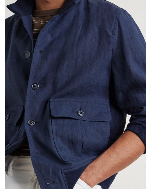 Valstar Blue Ino Linen Bomber Jacket for men