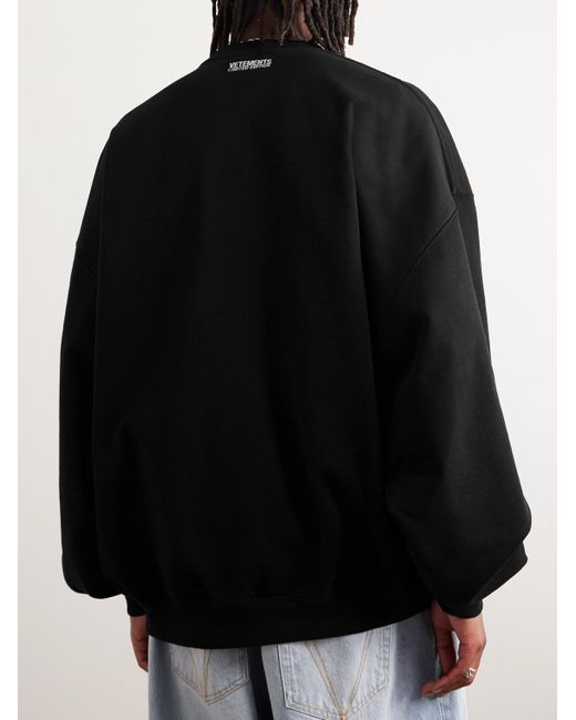 Vetements Black Logo-embroidered Cotton-blend Jersey Sweatshirt for men