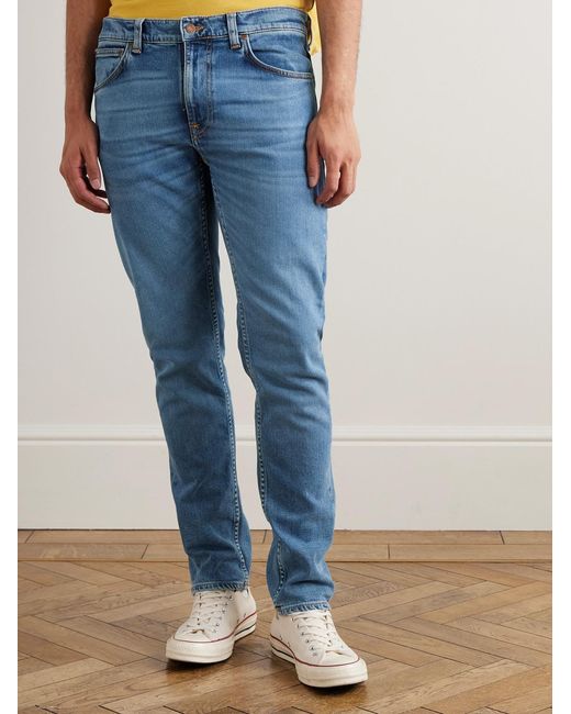 Nudie Jeans Blue Lean Dean Slim-Fit Tapered Organic Stretch-Denim Jeans for men