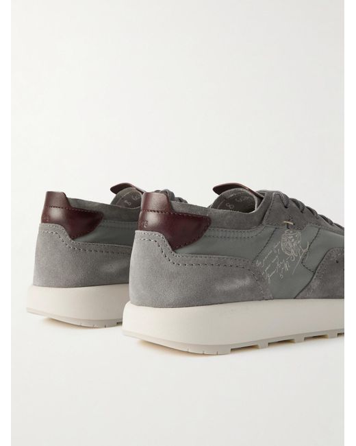 Berluti Gray Light Track Venezia Leather-trimmed Nylon And Suede Sneakers for men