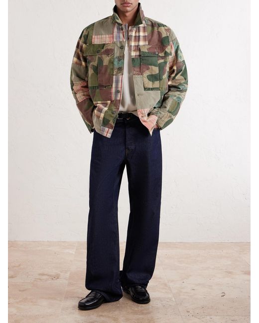 RRL Green Patchwork Cotton Shirt for men