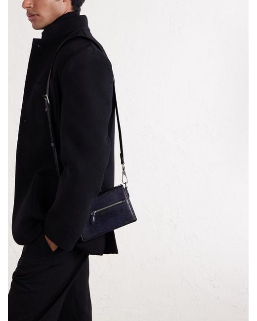 Berluti Blue Jour De Poche Scritto Venezia Leather Messenger Bag for men
