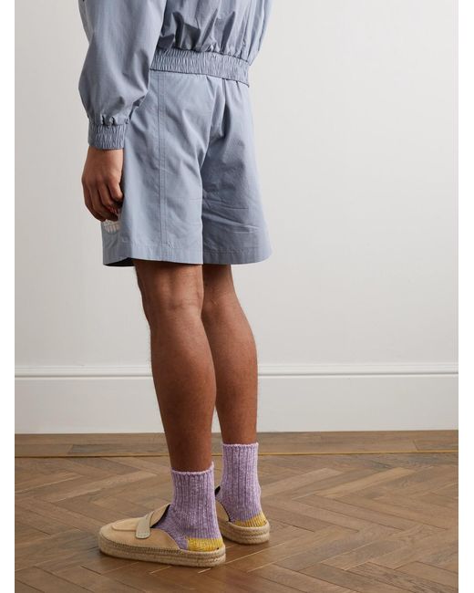 Adish Blue Sur Straight-Leg Logo-Appliquéd Ripstop Shorts for men
