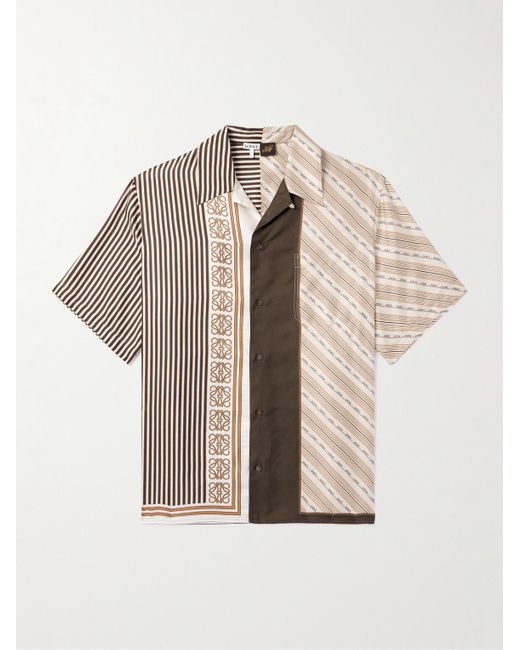 Loewe Natural Paula's Ibiza Convertible-collar Striped Silk-twill Shirt for men