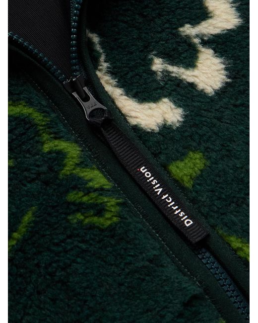 District Vision Green Floral-print Fleece Half-zip Sweatshirt for men