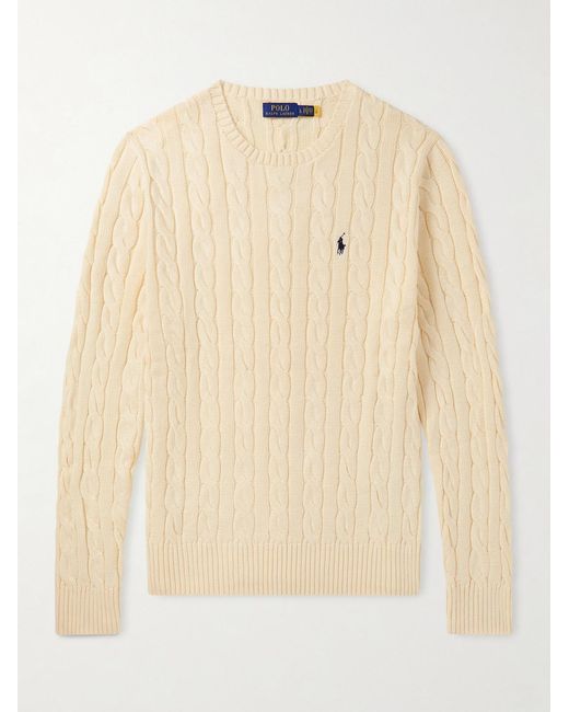 Polo Ralph Lauren Natural Logo-embroidered Cable-knit Cotton Sweater for men