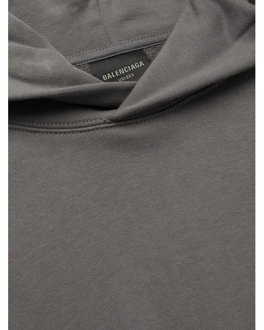 Balenciaga Gray Logo-Embroidered Cotton-Jersey Hoodie for men