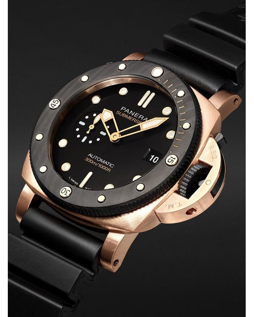 Panerai Black Submersible Quarantaquattro Automatic 44mm Goldtechtm Orocarbo And Rubber Watch for men