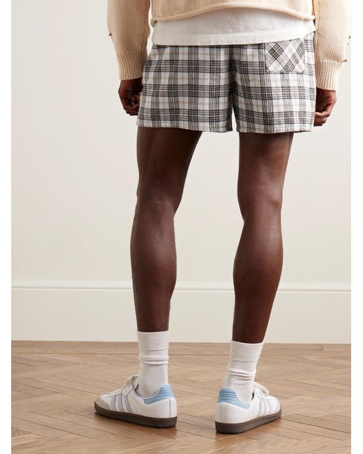 Acne Metallic Roxx Straight-leg Logo-appliquéd Checked Organic Cotton-flannel Shorts for men