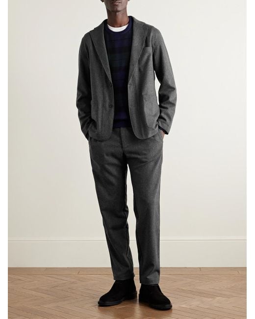 Hartford Gray Tanker Straight-Leg Wool-Blend Drawstring Trousers for men