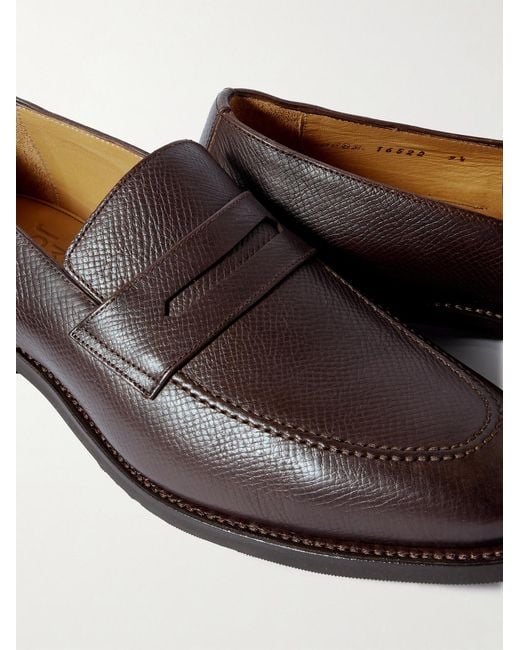 Majordome Brown M08 Cross-grain Leather Penny Loafers for men