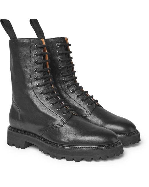 Maison Margiela Black Leather Combat Boots for men