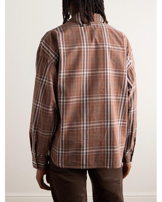 Remi Relief Brown Checked Cotton-Twill Shirt for men
