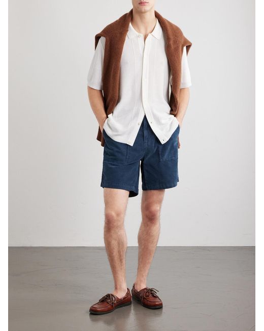 Corridor NYC Blue Wide-Leg Stretch-Cotton Corduroy Shorts for men