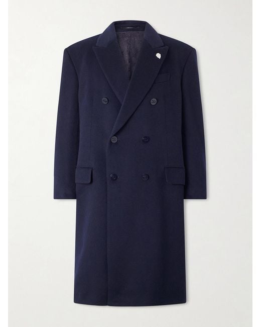 Gucci Blue Oversized Double-Breasted Embellished Cashmere Coat for men