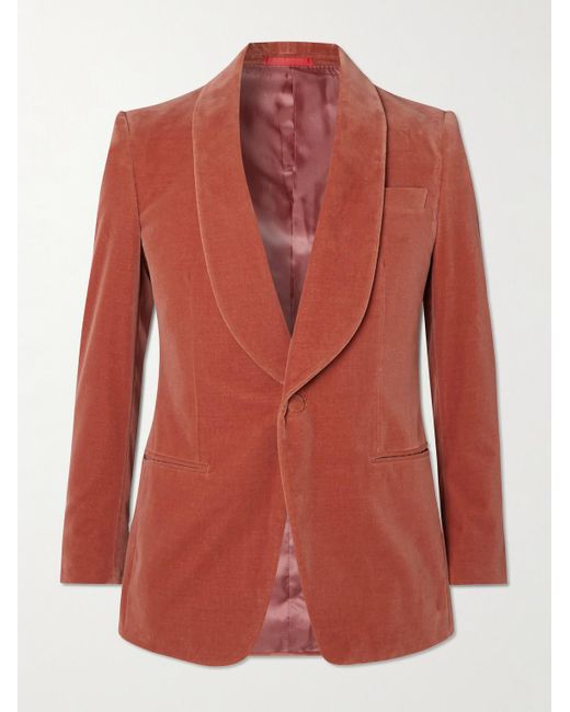 Kingsman Shawl Collar Cotton Velvet Tuxedo Jacket in Red for Men Lyst UK