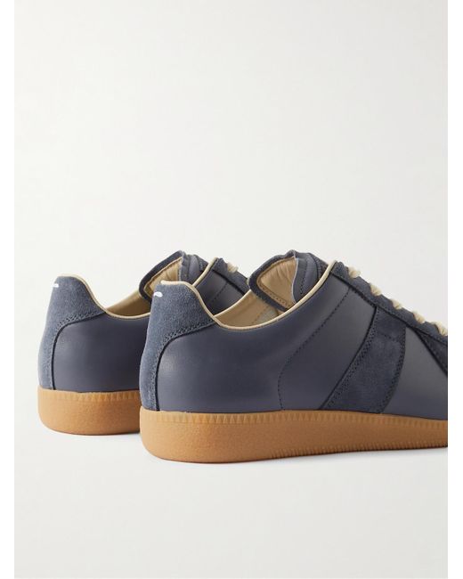 Maison Margiela Blue Replica Leather And Suede Sneakers for men