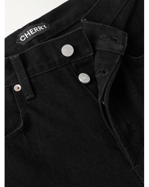 CHERRY LA Black Chap Straight-leg Panelled Jeans for men