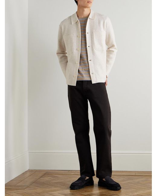 NN07 White Jonas 6398 Brushed Merino Wool Overshirt for men