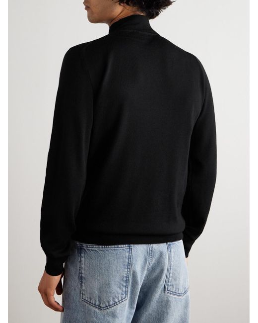 Merino Wool Mock-Neck Sweater di Mr P. in Black da Uomo