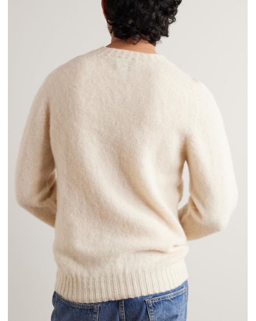 Drake's Pullover aus gebürsteter Shetland-Wolle in Natural für Herren