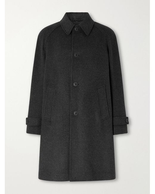 Herno Black Wool-Blend Twill Coat for men