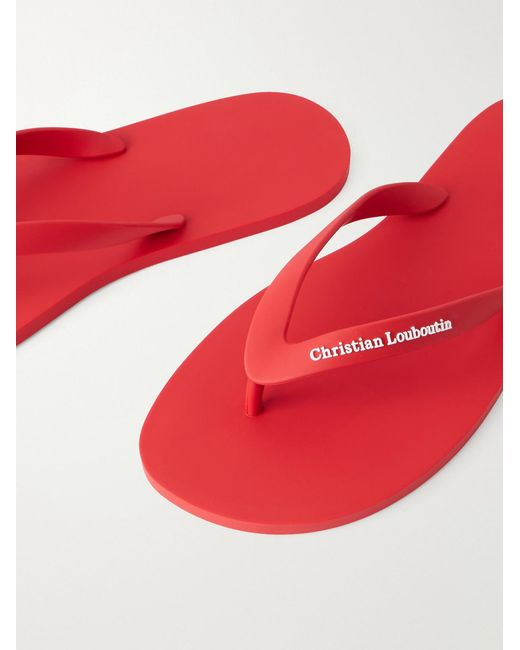 Christian Louboutin Red Logo-Embossed Rubber Flip Flops for men